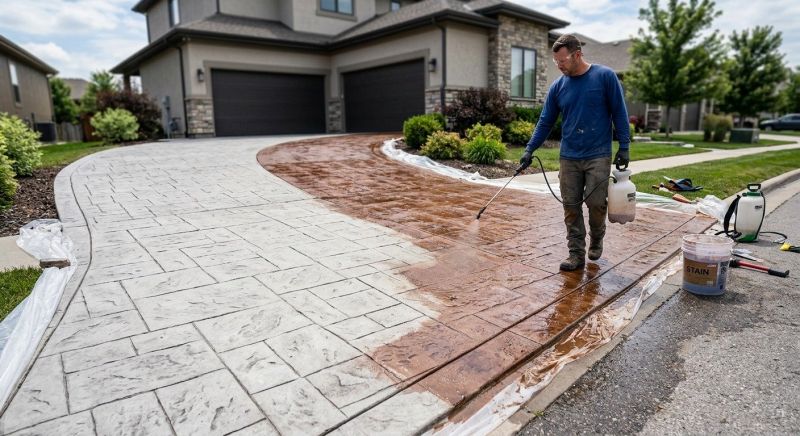 Concrete Driveway Staining in Dallas, TX